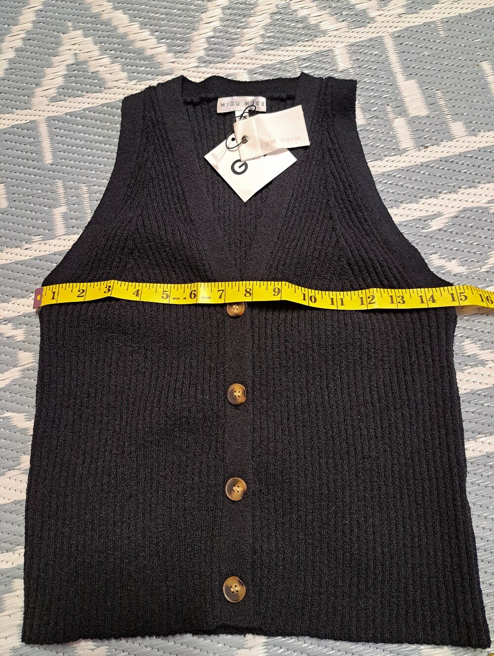 Miou Muse Button Ribbed Knit Top - Picture 10 of 11